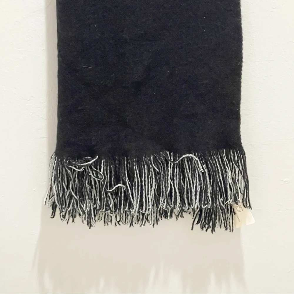 PRETTY PERSUATIONS Women’s Reversible Black Gray Long Fringe Scarf 88” X 24”